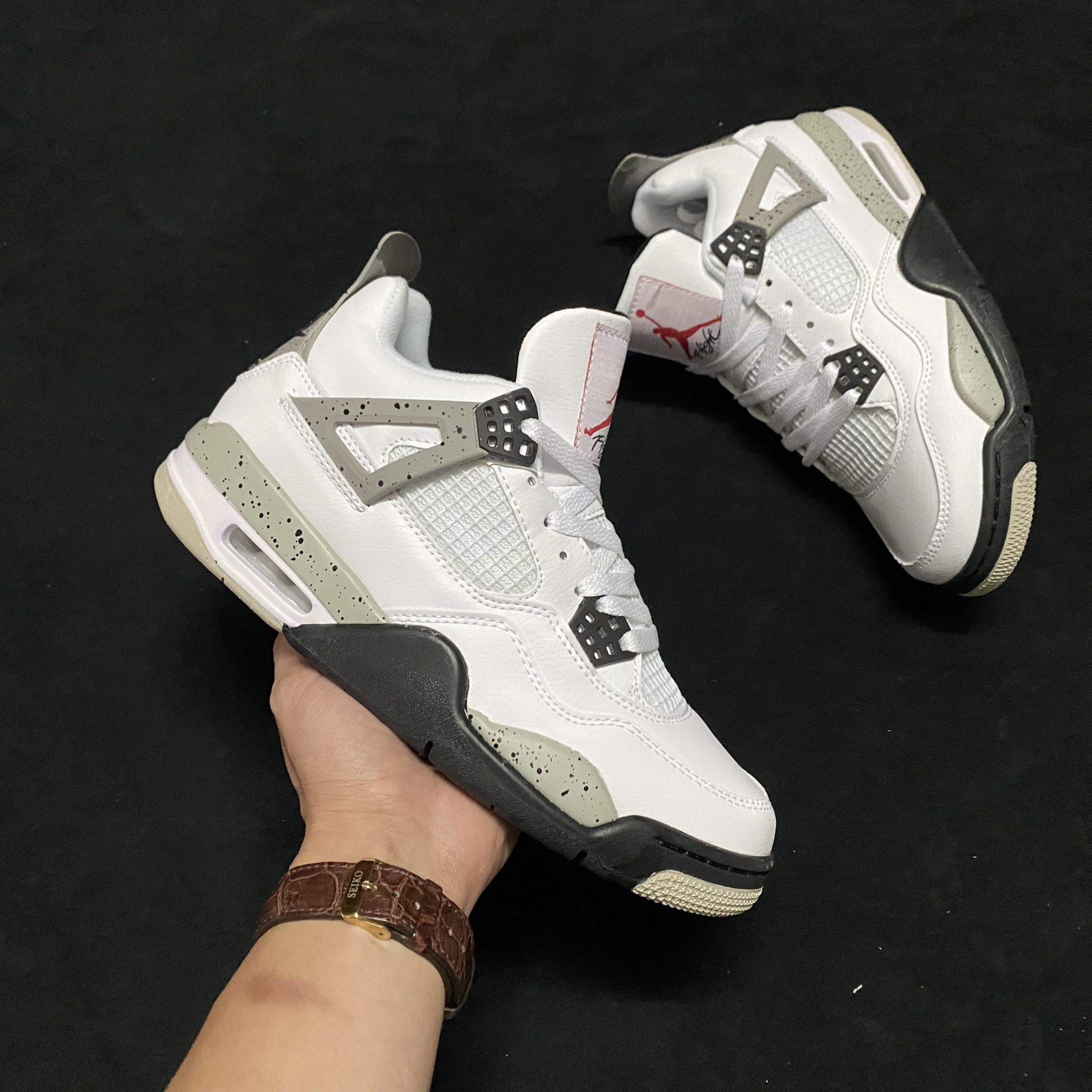 Giày thể thao sneaker jordan 4 trắng xám - nam nữ
