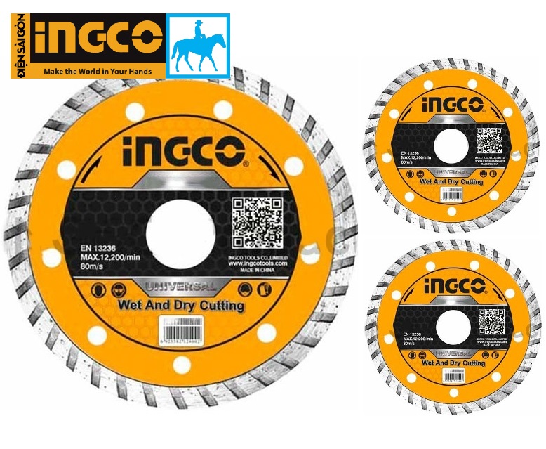 Bộ 3 đĩa cắt gạch đa năng 125mm 5inch wet and dry cutting ingco dmd031252m