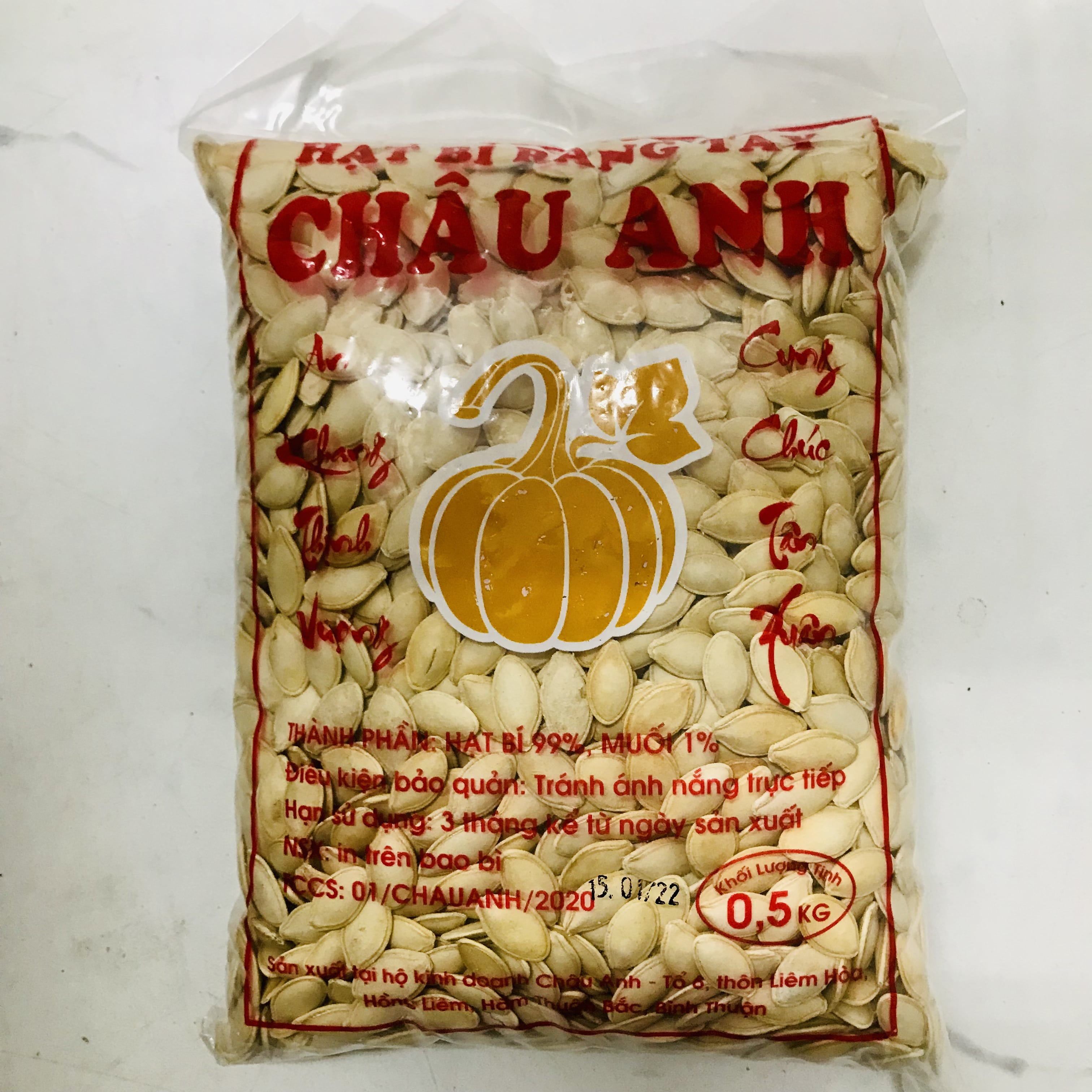 Hạt bí ta rang tay Châu Anh 500gr, mẩy hạt, ăn bùi thơm ngậy