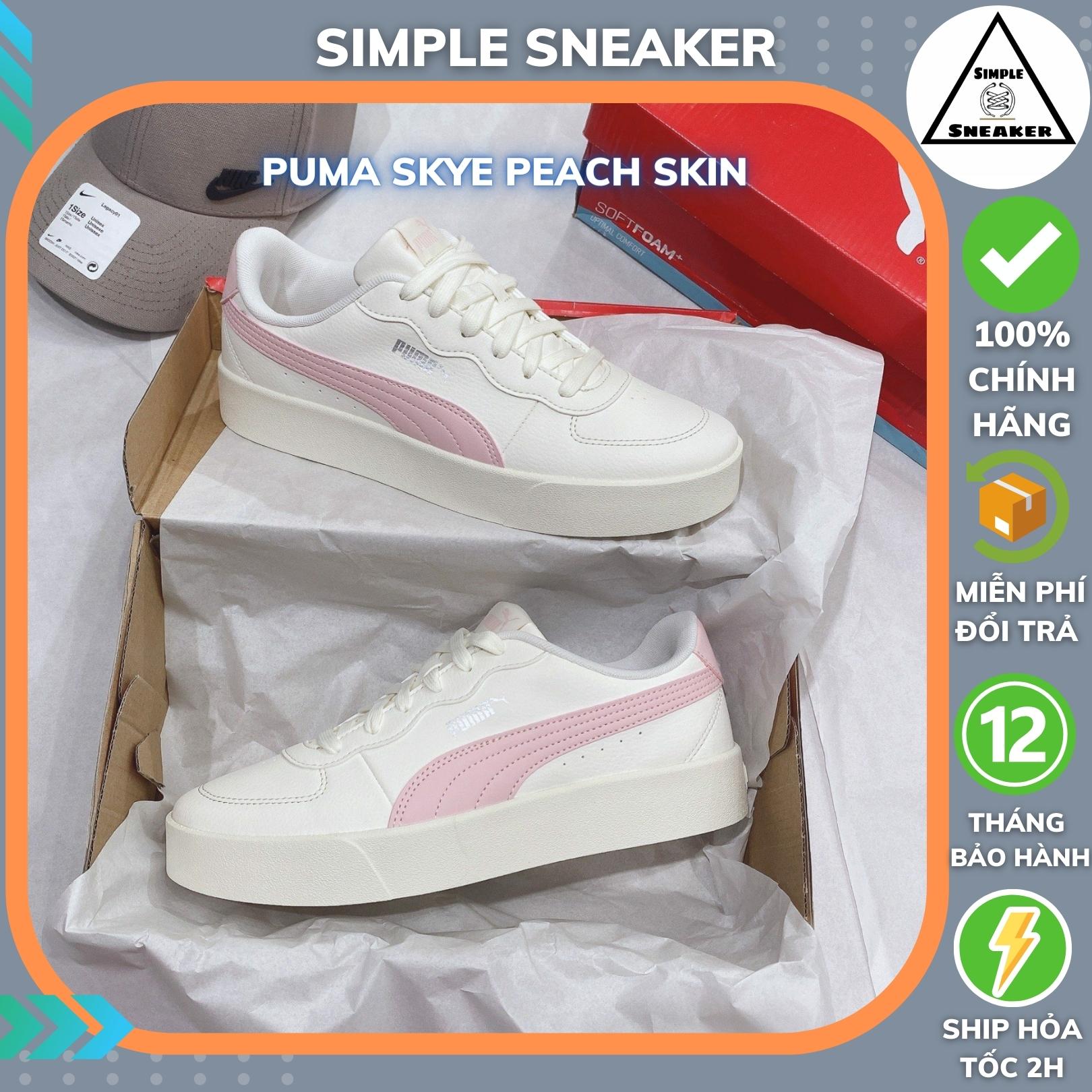 Giày puma skye peach skin chính hãng -simple sneaker- giày sneaker nữ puma skye white pink tăng chiều cao 380147 05