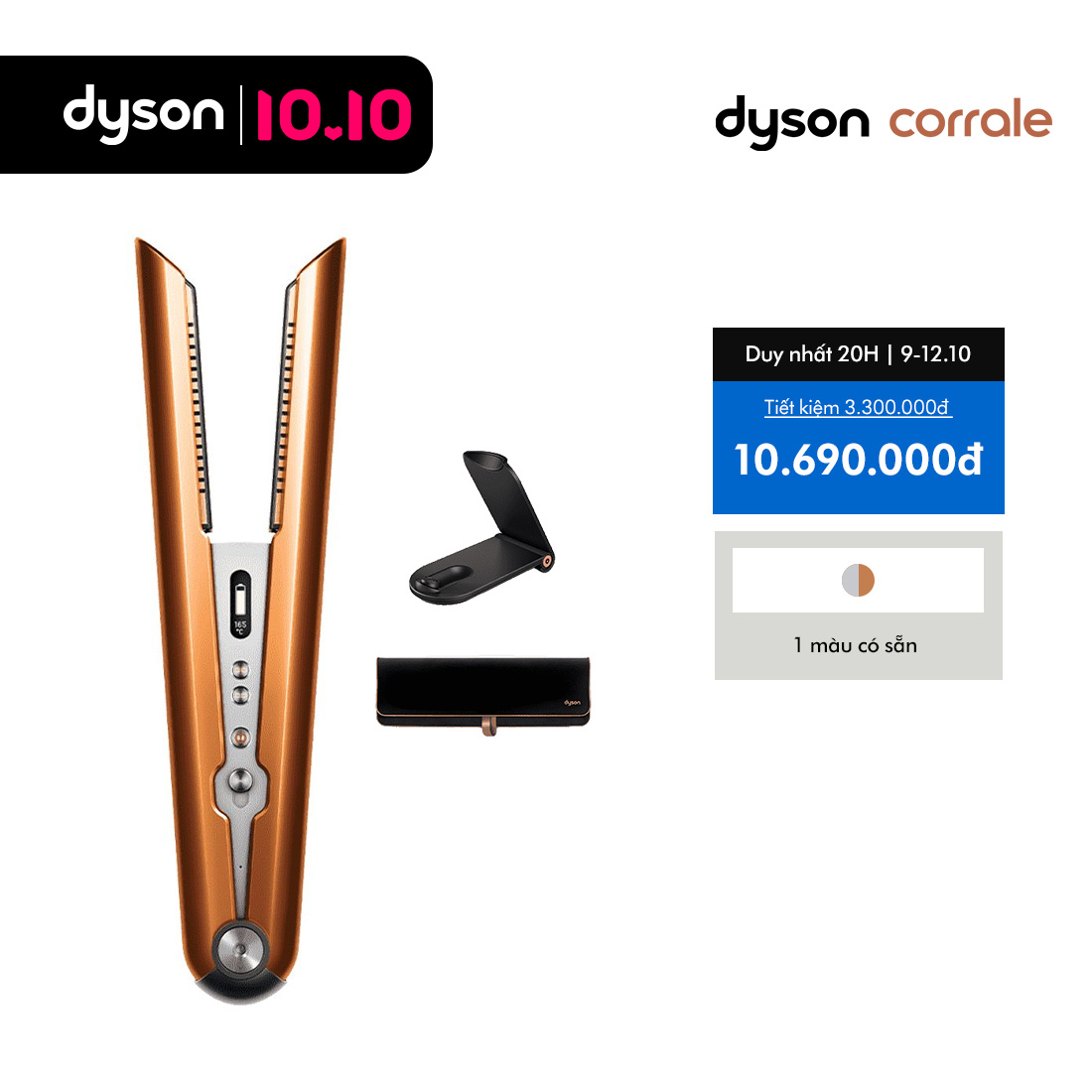 [CHỈ 10.10: Voucher 14% Tối đa 2 Triệu] Máy duỗi tóc Dyson Corrale TM HS07 (Vàng Đồng/Xám Trắng)