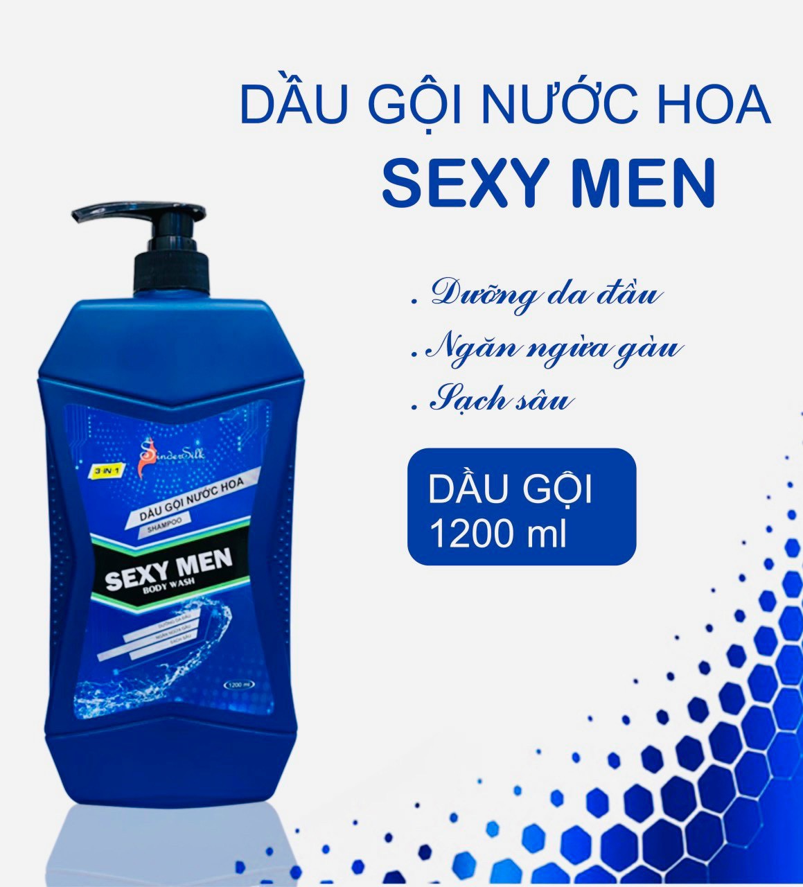 [SIÊU HOT !] Dầu gội nước hoa Nam SEXY MEN 3in1 dung tích 1200ml thơm ngát, quyến rũ