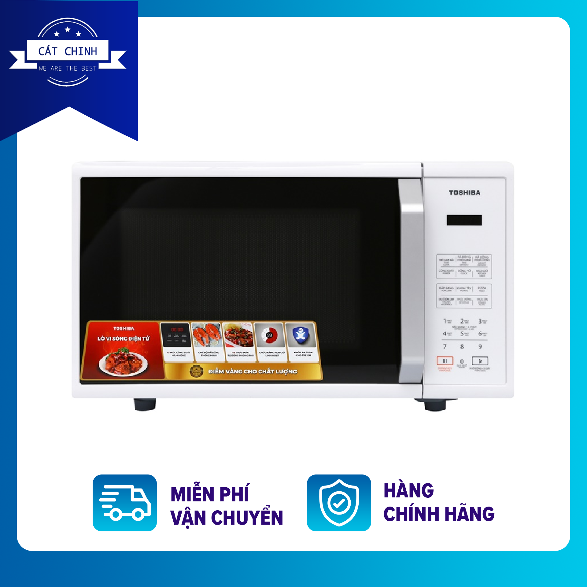 Lò vi sóng có nướng Toshiba ER-SGS23(S1)VN;Công suất vi sóng:800W,Công suất nướng:1000W; Chức năng:Nấu, hâm nóng, rã đông và nướng  - 11 mức công suất vi sóng,chương trình nấu,,Chức năng hẹn giờ;Bảo hành12 tháng