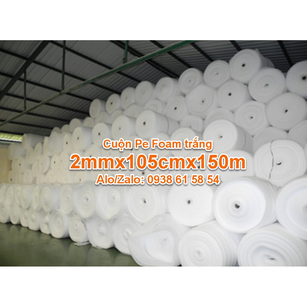 Miễn ship cuộn xốp pe foam dày 2mm cao 50cm dài 150m gói hàng