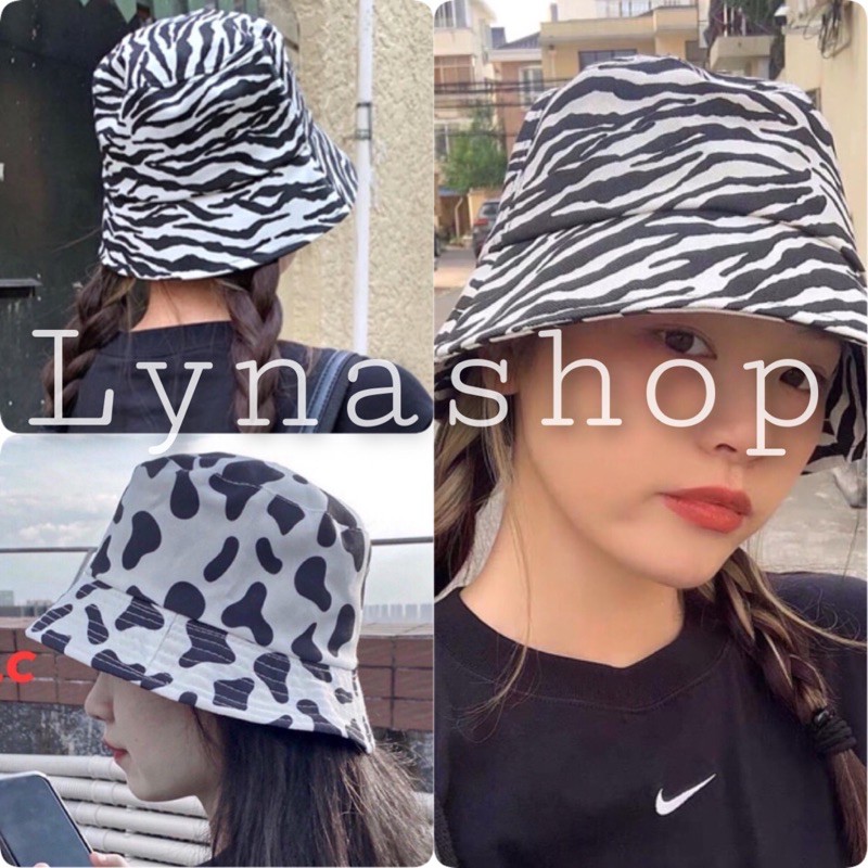 Mũ Bucket Bò Sữa LYNA Nữ 🍉Nón rộng vành nhỏ loang màu trắng đen chống nắng Ulzzang HOT 🍉