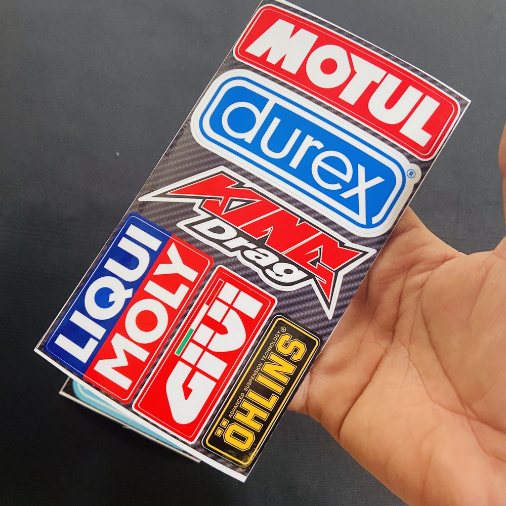 [TEM XE MÁY] BỘ 06 STICKER TEM LOGO, HUY HIỆU KEO DÁN SẴN, CẮT LAZE TRANG TRÍ XE MÁY, NÓN BẢO HIỂM, VẬT DỤNG, XE ĐẠP... (MẪU MOTUL)