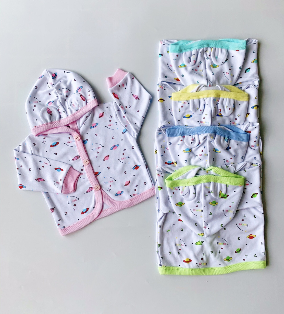 Áo khoác có nón cotton màu hoạ tiết hàng cao cấp VN