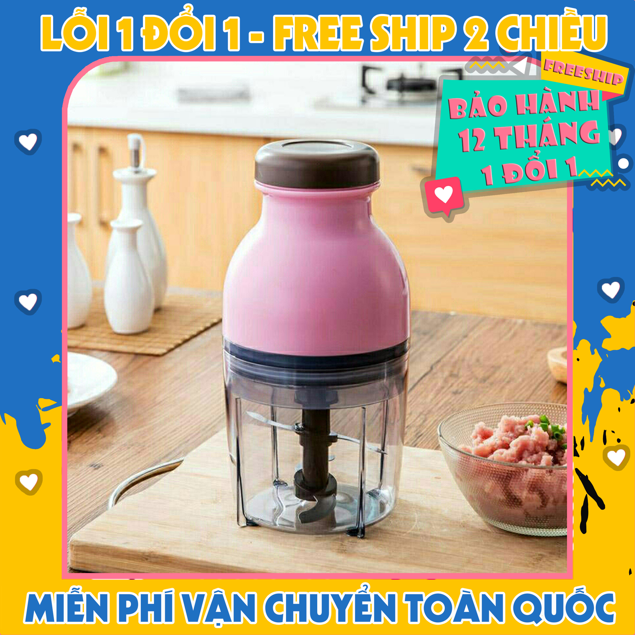 Máy xay đa năng osaka nắp nâu 2 tầng lưỡi xay sinh tố,xay thịt, xay đá,xay rau củ quả.đa năng,tiện dụng