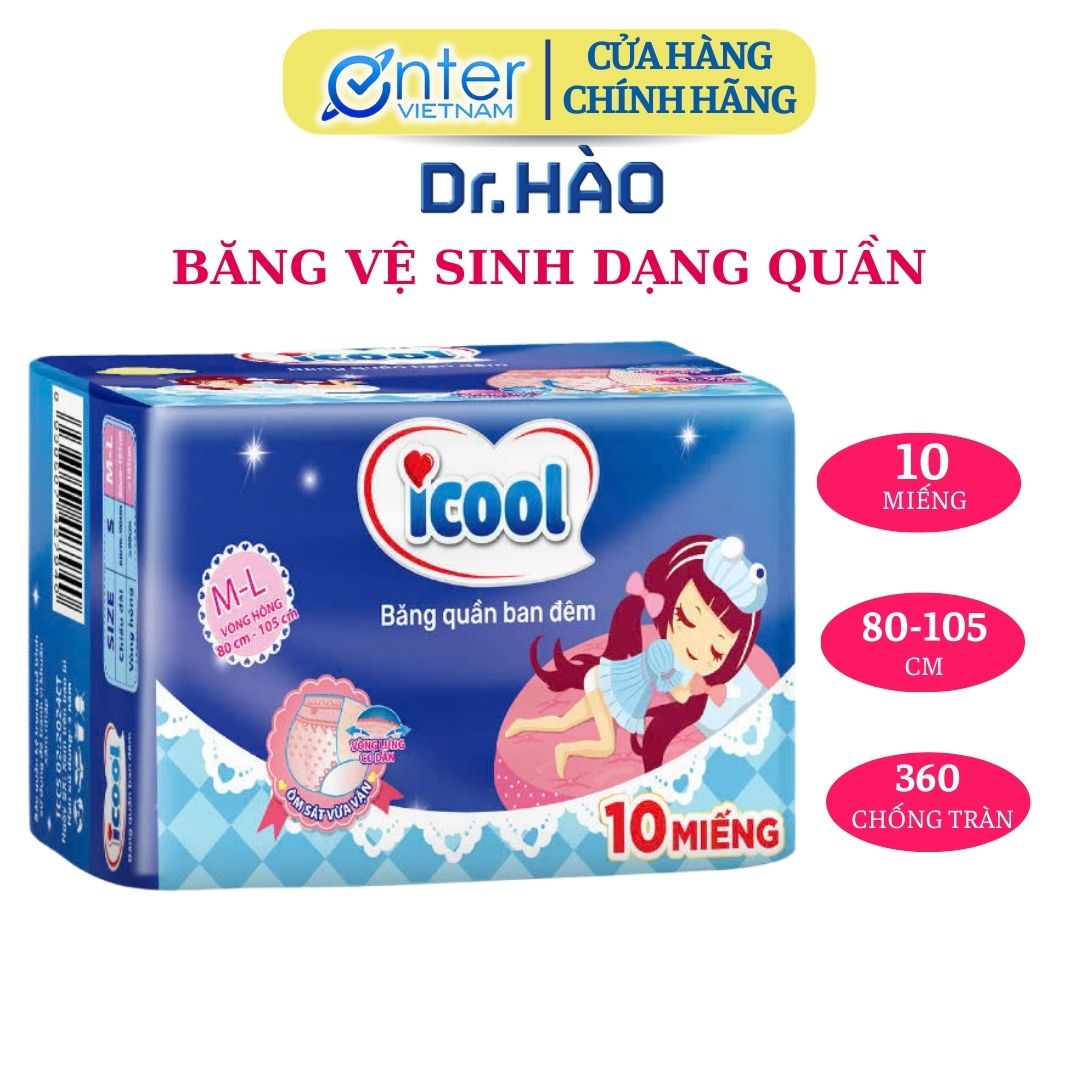 Hàng Chính Hãng Băng vệ sinh dạng quần ICOOL 10 miếng siêu thấm chống tràn {1 gói}