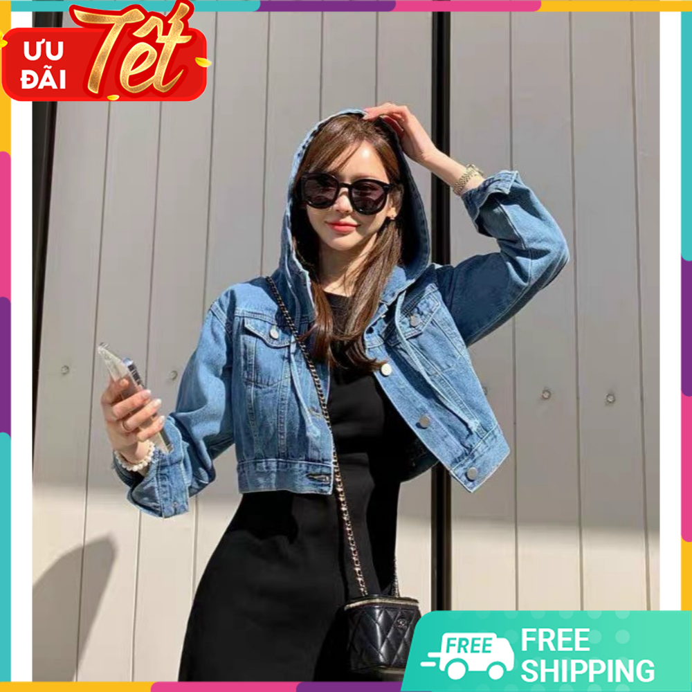Áo khoác jean nữ form lửng chất jean denim xịn, áo khoát nữ jean ưa chuộng