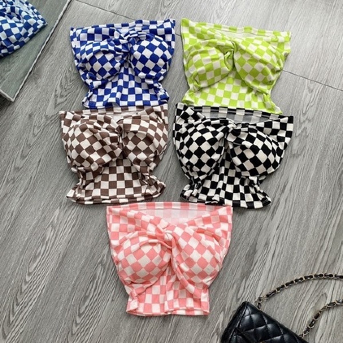 Áo ống croptop xoắn nơ ngực