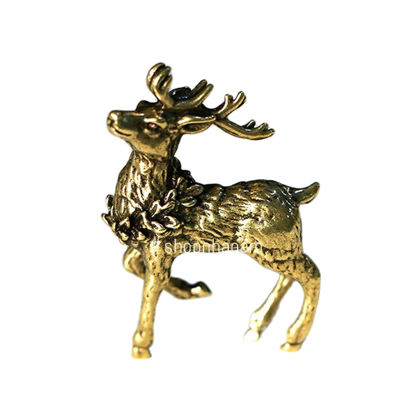 Tượng đồng phong thủy hươu nai tài lộc trang trí vật phẩm phong thủy