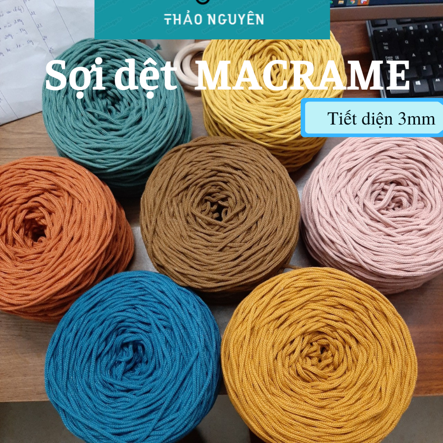 500g dây thừng dệt macrame, dây cotton. Nhiều màu sắc