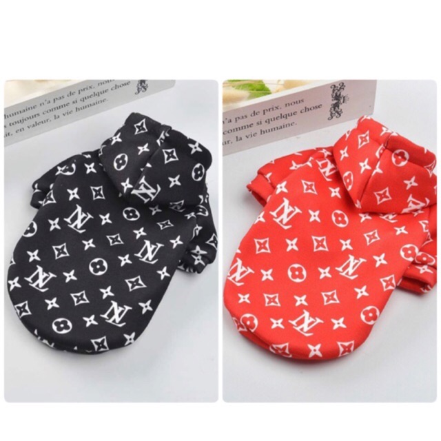 [HCM]Áo cho chó mèo vải nỉ kèm mũ hoạ tiết lv đa dạng kích cỡ chất lượng đảm bảo và cam kết hàng như mô tả