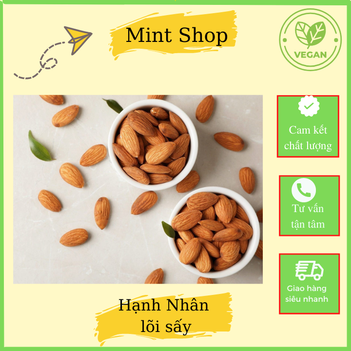 500gram hạt hạnh nhân sấy chín, tách vỏ