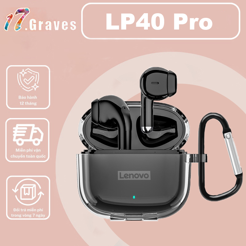 New version Bluetooth earphones Lenovo LP40 pro 2022tws earphone wireless mini quality brand earphone bluetooth sports gaming with mic support video call iOS Android universal, waterproof, gift with carrying case earphone