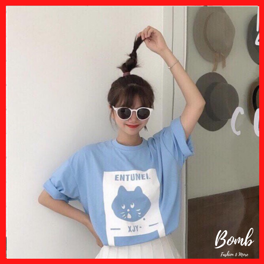 Sale! Áo thun tay lỡ dáng rộng (40-70kg) in hình mèo con ngộ nghĩnh cực đáng yêu, áo phông tay lỡ form rộng hot hit giá cực kỳ hấp dẫn - Bomb Unisex