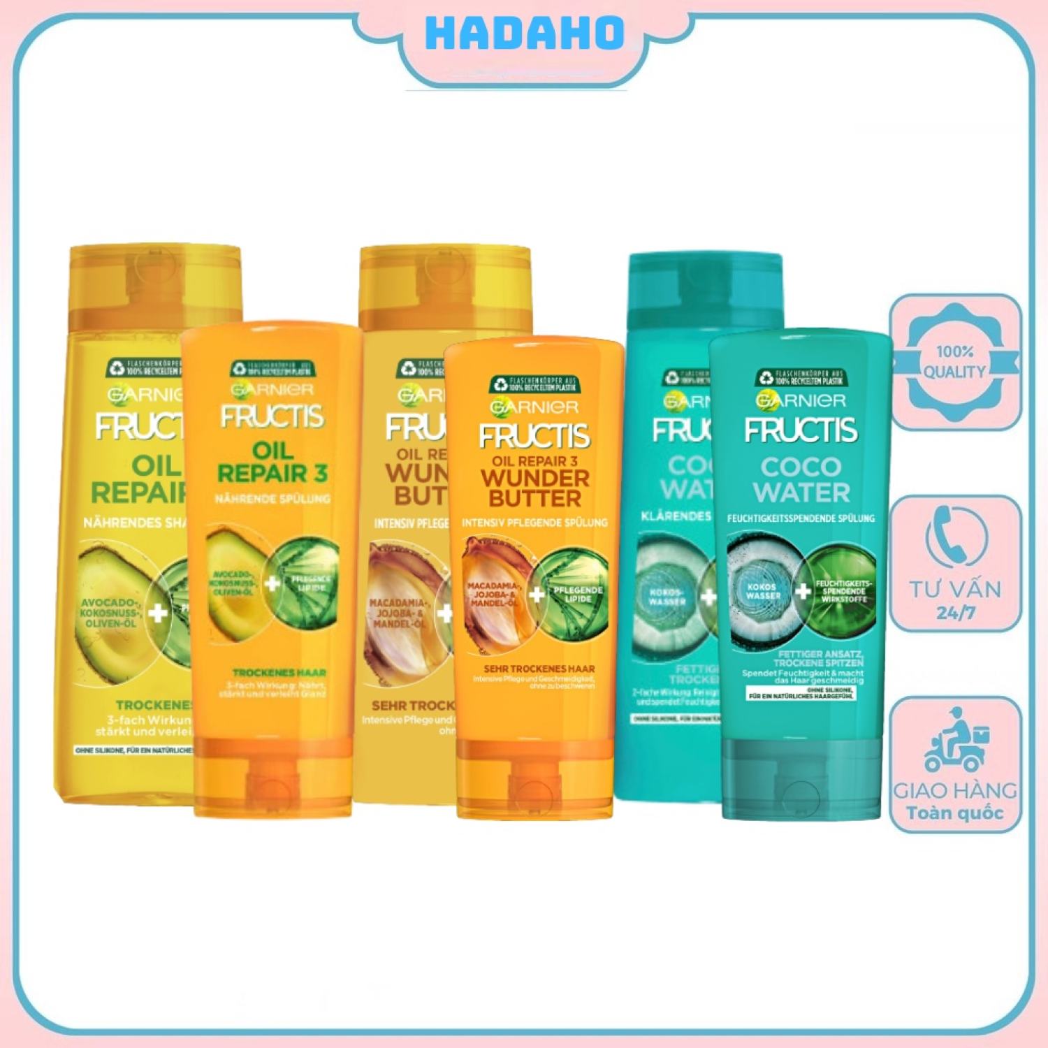 Dầu gội/xả garnier fructis 250ml/200ml-đức