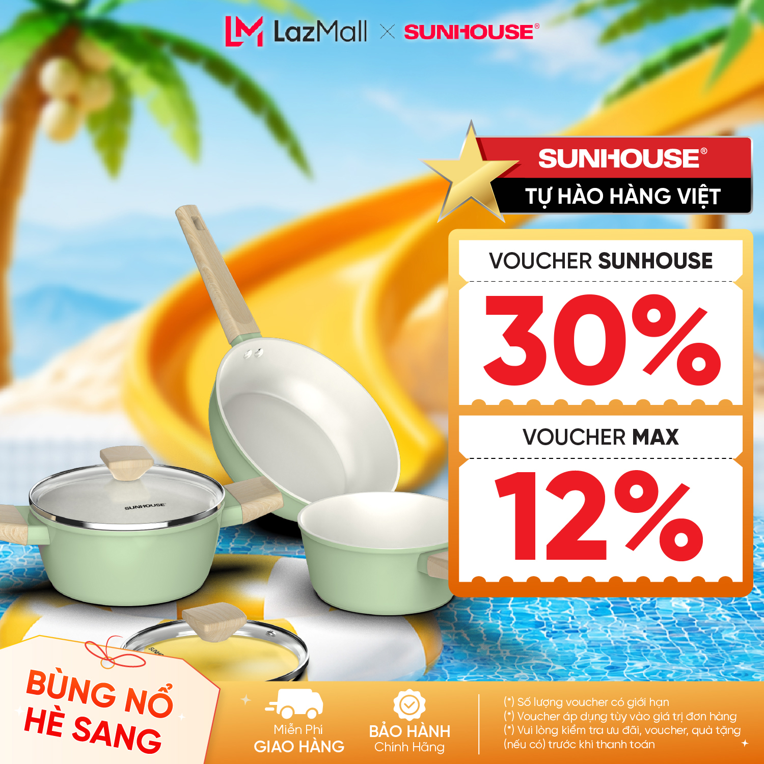 Bộ nồi phủ sứ Nano đáy từ Sunhouse Healthy SHG7979MP3/MT3 - Chống dính Nano Ceramic - Dùng mọi loại bếp