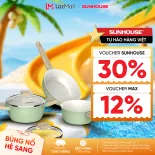 Bộ nồi phủ sứ Nano đáy từ Sunhouse Healthy SHG7979MP3/MT3 - Chống dính Nano Ceramic - Dùng mọi loại bếp