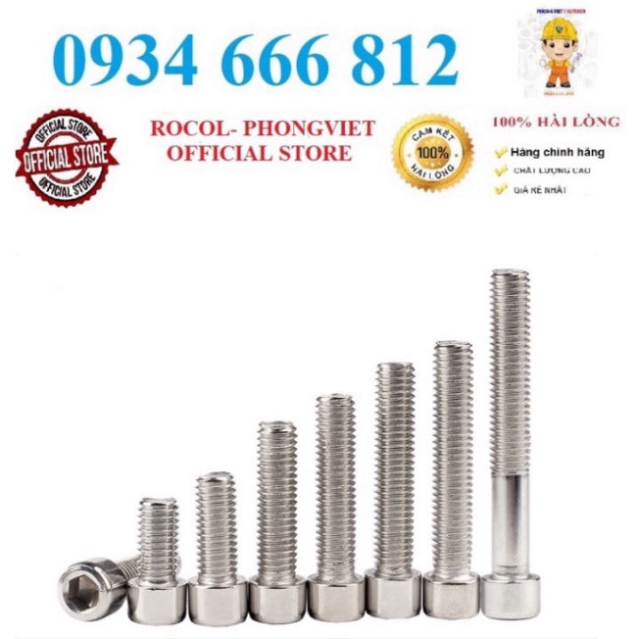 Set 5 cái m8,m10 bulong lục giác chìm đầu trụ inox201 m8,m10