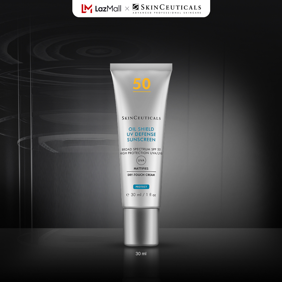 Kem chống nắng phổ rộng không nhờn rít Skinceuticals Oil Shield UV Defense Sunscreen SPF 50 kiềm dầu, bảo vệ da tối ưu trước tia UV 30ml