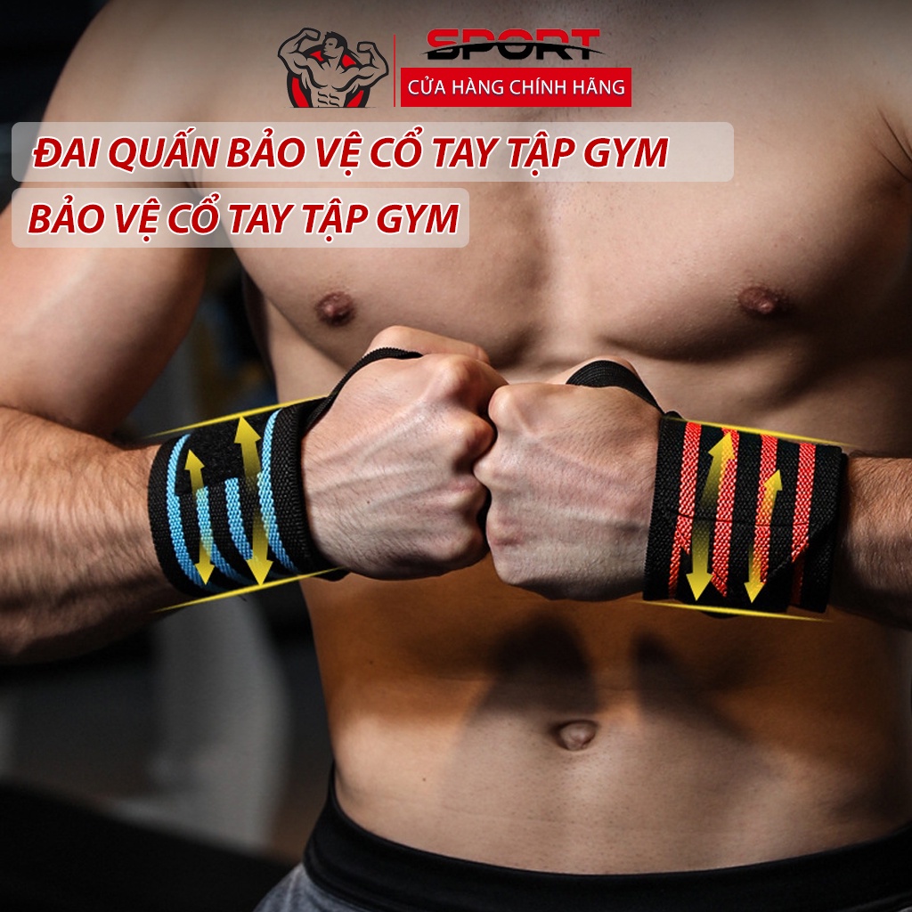 Đai quấn bảo vệ cổ tay tập gym dài 45cm, băng quấn cổ tay tập gym cao cấp - một đôi