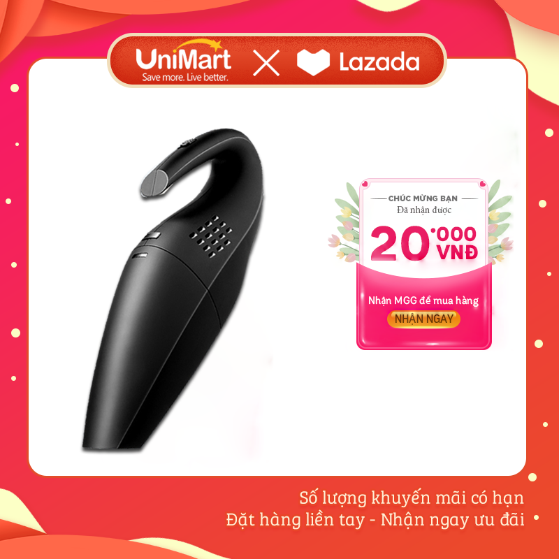 Máy Hút Bụi Cầm Tay Không Dây Dùng Cho Gia Đình Và Xe Hơi - Công suất mạnh mẽ 120W - Pin sạc 2500mAh - Sử dụng cục sạc Adaptor giúp nạp pin thuận tiện