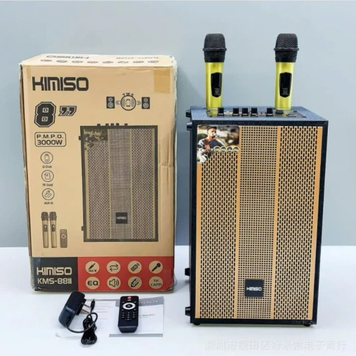 Loa Kéo Bluetooth KIMISO KMS-8811 - 1 Bass 1 Treble Kèm 2 Micro Karaoke Không Dây Màn Hình LED Hiển Thị, Bluetooth 5.0 Đa Dạng Cổng Kết Nối, Loa Kéo Xách Tay Giá Rẻ Bảo Hành 12 Tháng