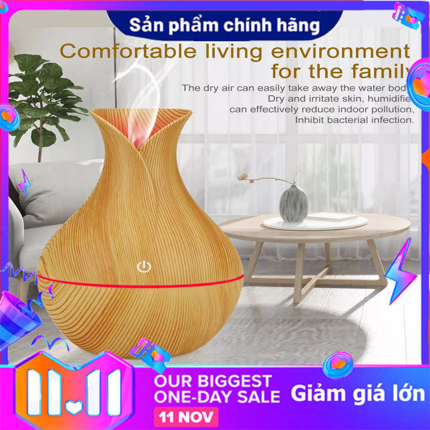Máy xông tinh dầu vân gỗ nhỏ phun sương tạo ẩm máy phun sương tinh dầu máy khuếch tán tinh dầu