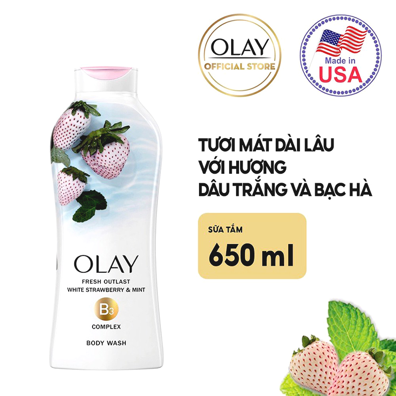 Sữa tắm Olay Fresh Outlast White Strawberry & Mint 650ml