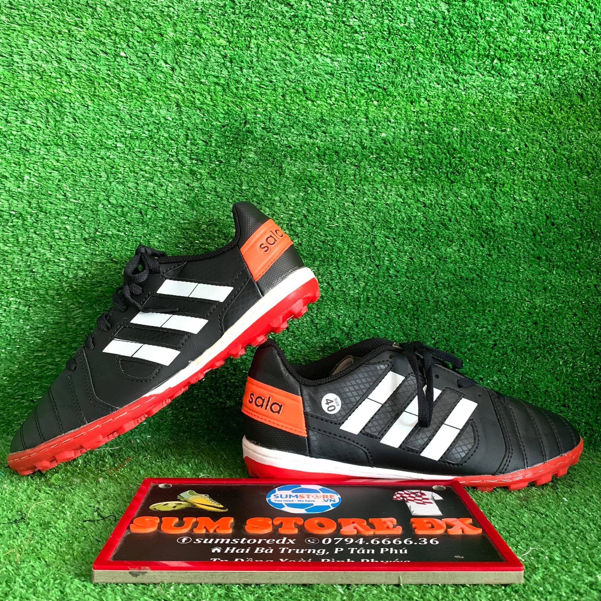 Giày Bóng Đá Nữ Nam Thể Thao Giày Winbro 3 Sọc Sala Đen- Giày Bóng Đá TF Cao Cấp-Đã Khâu Đế-(Tặng Vớ)