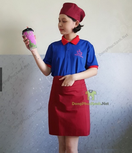 Tạp dề phục vụ màu đỏ chất đẹp - làm đồng phục