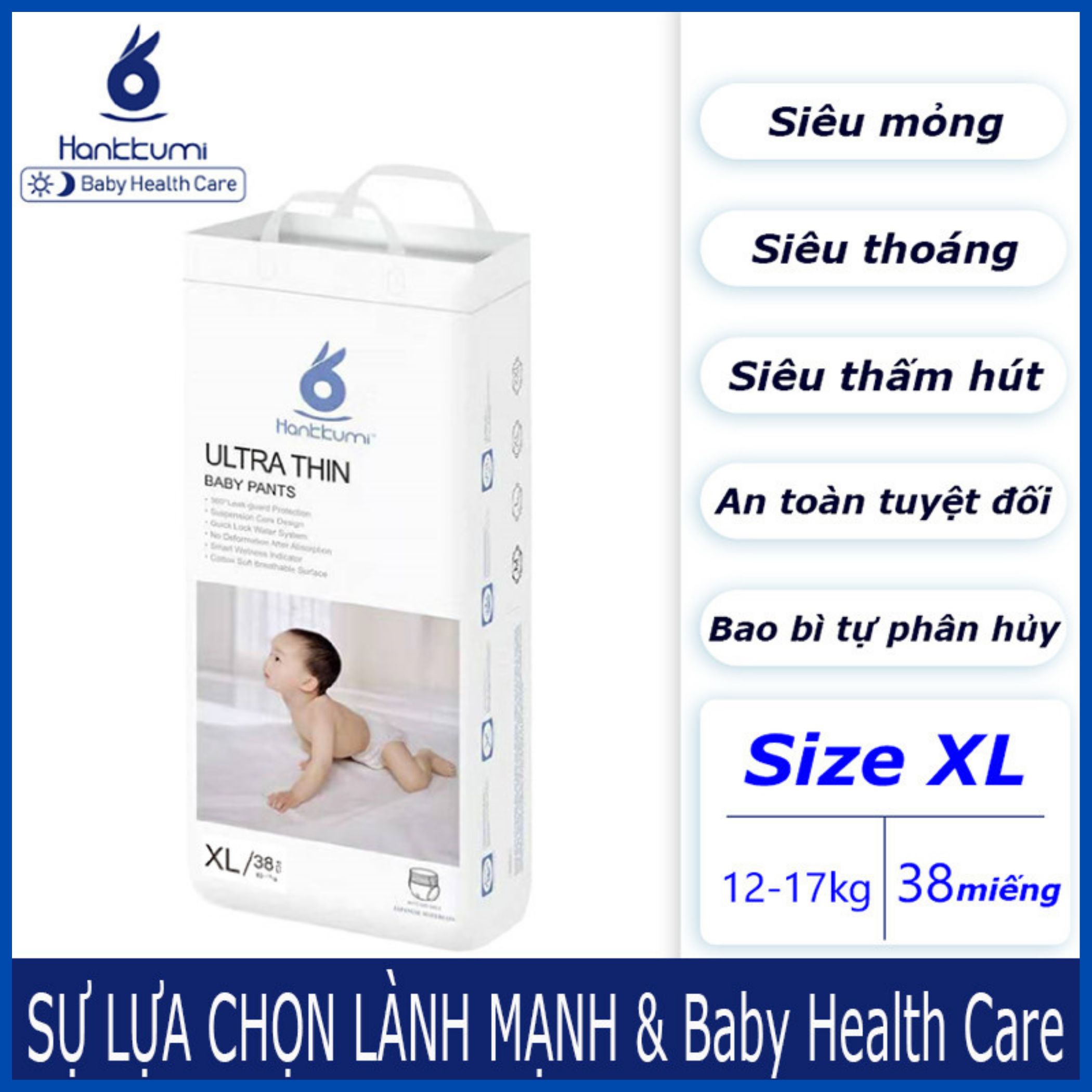 [VOUCHER 50%+FREESHIP] Bỉm quần Tã dán sơ sinh Hankkumi đủ size S/M/L/XL/XXL Cao cấp Cho bé Siêu thấm hút Siêu mỏng Siêu mềm