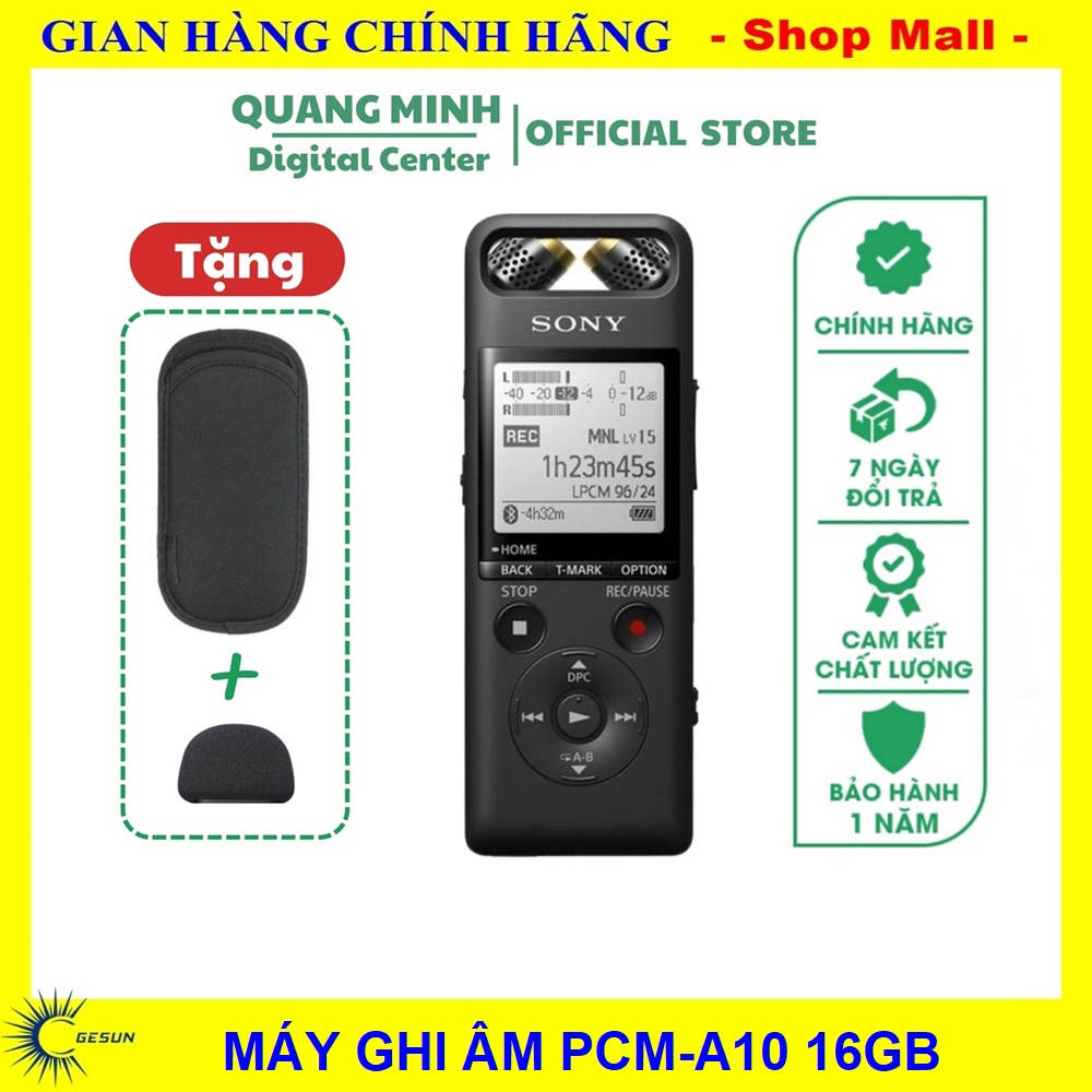 Máy ghi âm chuyên nghiệp Sony PCMA10 16GB với tính năng Điều khiển từ xa Bảo hành 12 tháng đổi mới