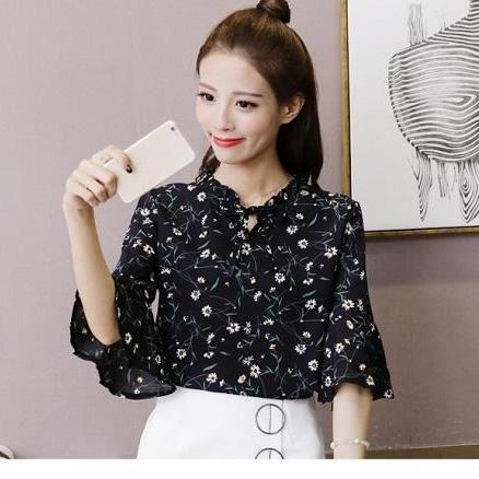 Áo sơ mi hoạ tiết hoa yame sh55b23 balck