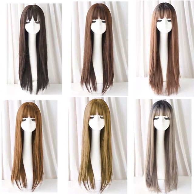 Tóc Nguyên Đầu Thẳng Dài 60-65Cm Lưới Hoa Cao Cấp