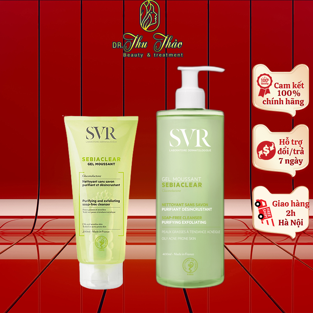 Sữa Rửa Mặt SVR Gel Moussant Cho Da Dầu Mụn & Da Nhạy Cảm 55ml, 200ml, 400ml