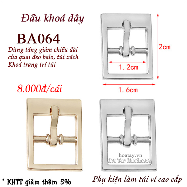 Đầu dây khoá - tăng đưa 1.6cmx 2cm ba064 - hoa tay handmade