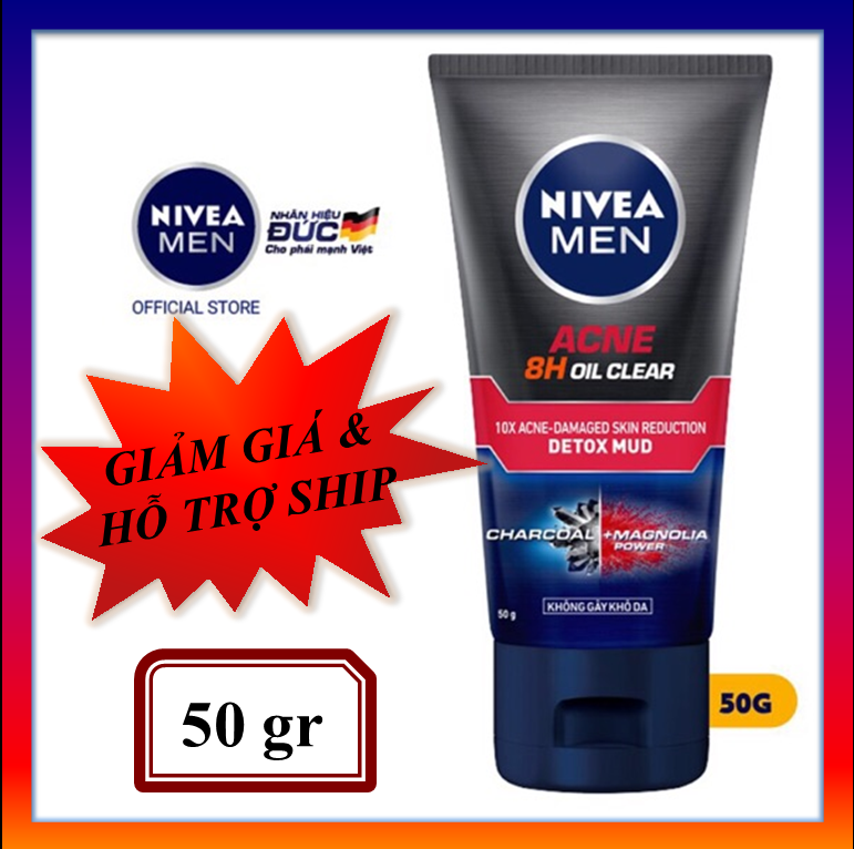Sữa rửa mặt NIVEA MEN Detox Mud bùn khoáng giúp giảm mụn & hư tổn da (50g)