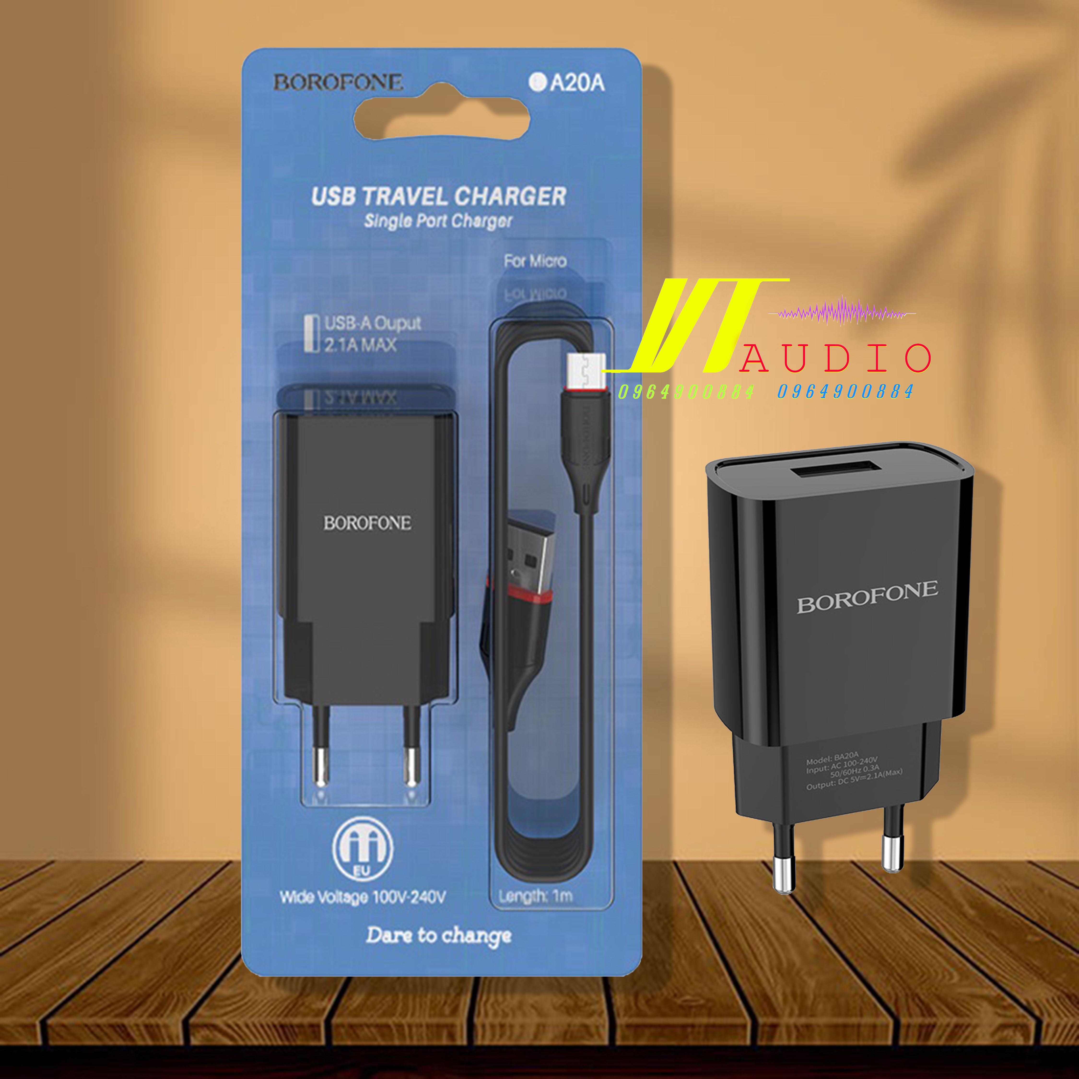 Bộ củ cáp sạc borofone ba20a - cổng lightning - cổng type c, củ sạc iphone, củ sạc samsung.
