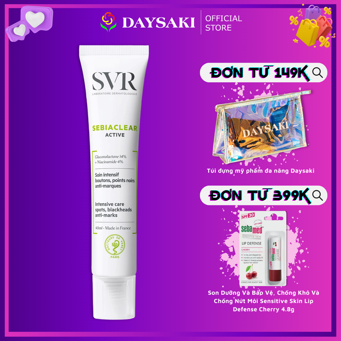 Svr kem dưỡng làm giảm mụn và giúp loại bỏ dầu cho da svr sebiaclear active 40ml