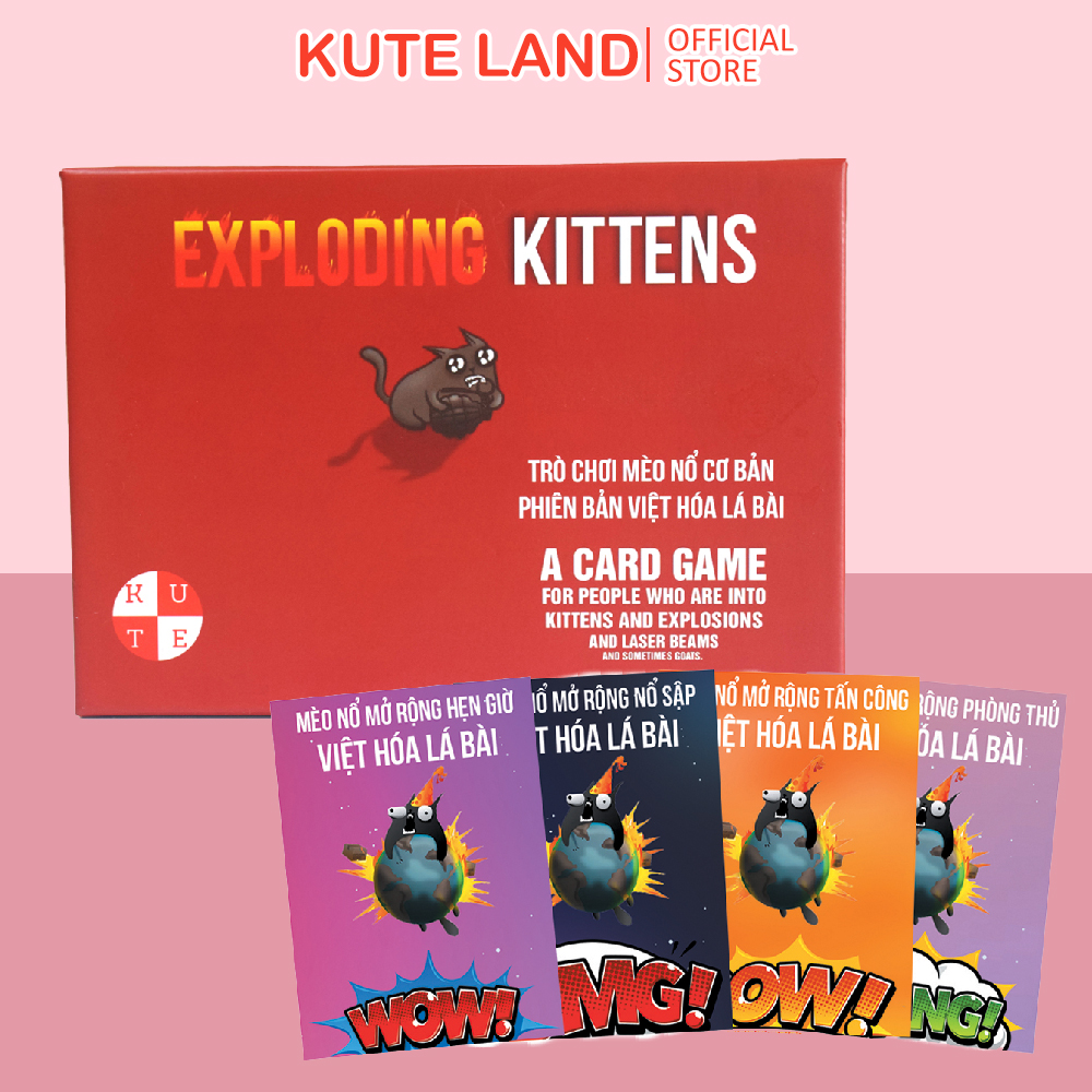 Combo Board Game Mèo Nổ Cơ Bản + 4 Bản Mở Rộng Mèo Nổ Việt Hóa Bản Chuẩn Đẹp Dày In Sắc Nét