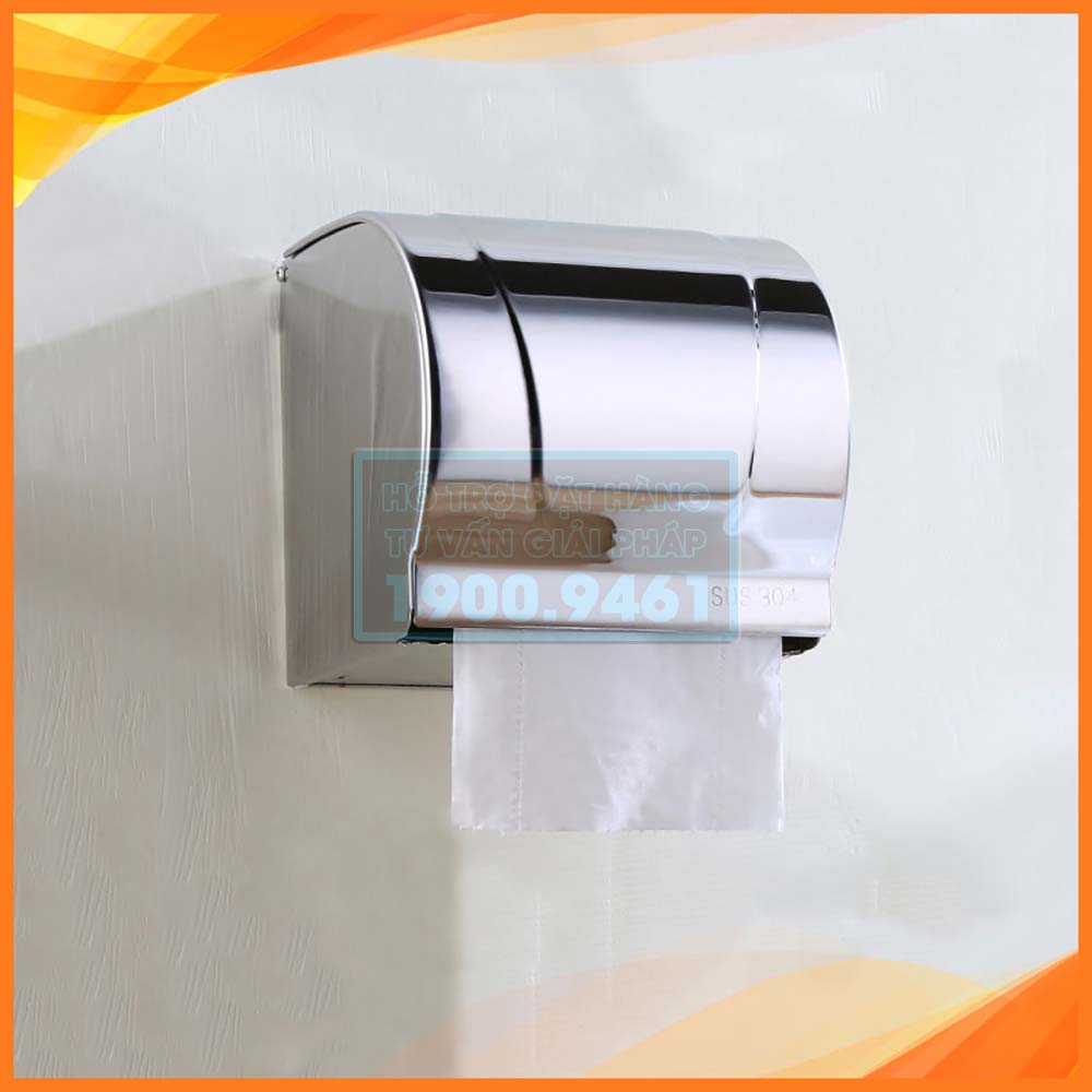 Hộp đựng giấy vệ sinh inox gắn tường cao cấp, chống ướt giấy không hoen gỉ trong môi trường chất tẩy rửa 9362