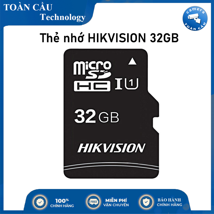 Thẻ nhớ HIKVISION 32GB 92MB/s chuyên dùng cho Camera HIKVISION, EZVIZ, KBVISION, DAHUA, IMOU - Thẻ nhớ Micro SD 32GB HIKVISON - Bảo hành 2 Năm - Camera Toàn Cầu