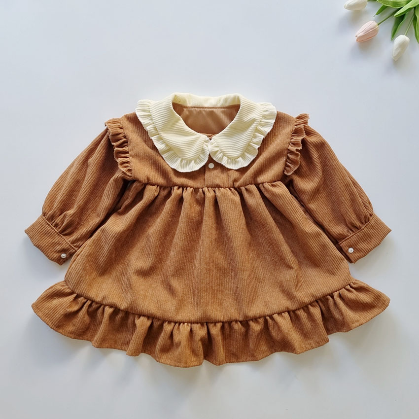 [𝑯𝑰̀𝑵𝑯 𝑻𝑯𝑨̣̂𝑻] Đầm bé gái hàng thiết kế - Váy thu đông màu nâu đất chất liệu mềm mại và an toàn cho bé - BATORY Store