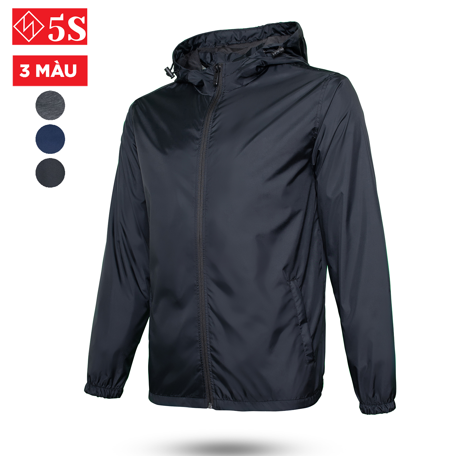 Áo Khoác Dù Nam 5S (3 màu) 2 lớp, Mũ Liền, Dáng Trẻ Trung, Chống Nắng, Đi Mưa (AKG20009)