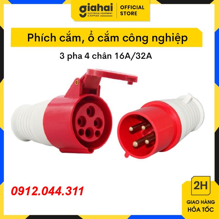 Phích cắm ổ cắm công nghiệp 3 pha 4 chân 16a/32a tbd31