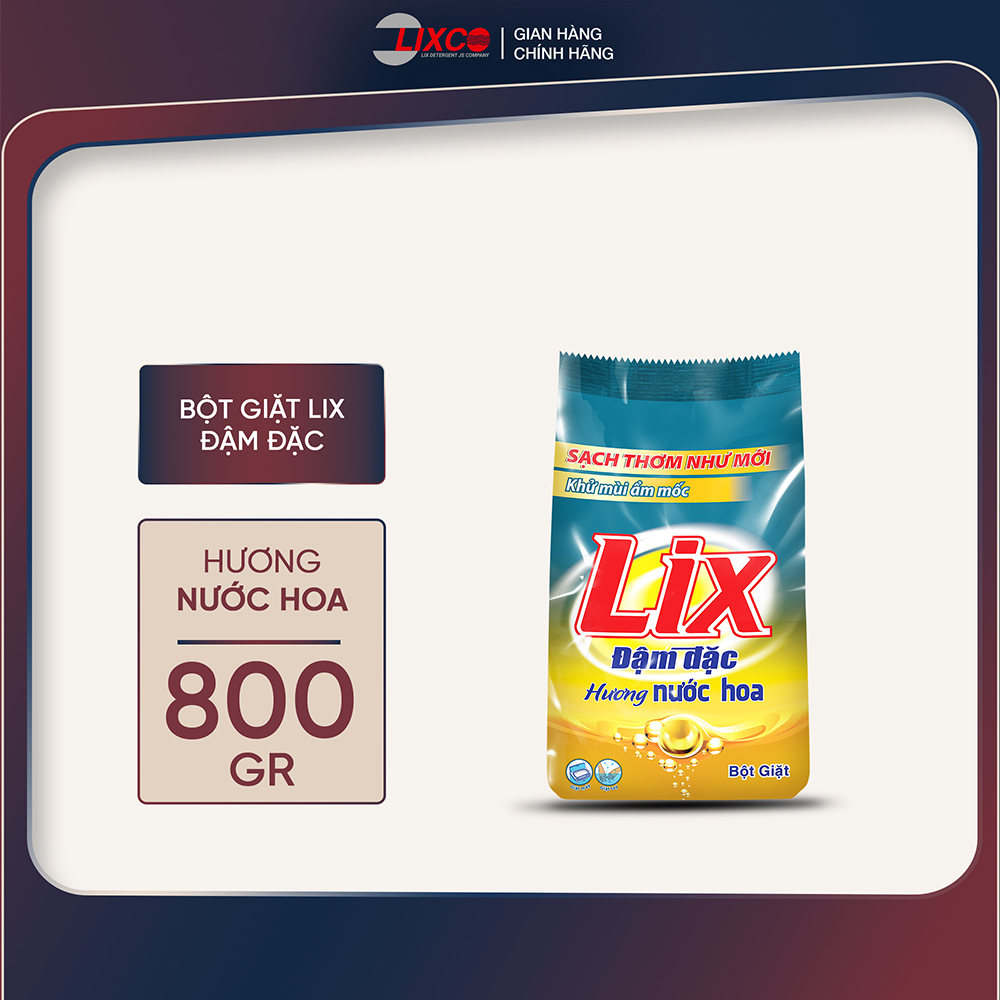 Bột giặt Lix đậm đặc hương nước hoa thơm mát 800gr PD014 giúp loại bỏ ẩm mốc làm sạch mọi vết bẩn cứng đầu giữ quần áo - Lixco Việt Nam