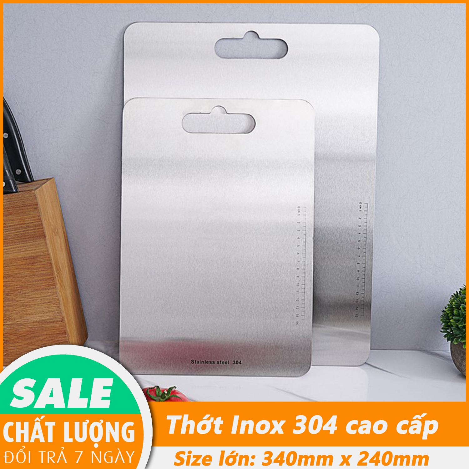 Thớt inox, dụng cụ nhà bếp, Cỡ lớn, thớt inox 304 nguyên khối, hàng cao cấp kháng khuẩn, chống ẩm mốc, rã đông cực nhanh, an toàn cho sức khỏe